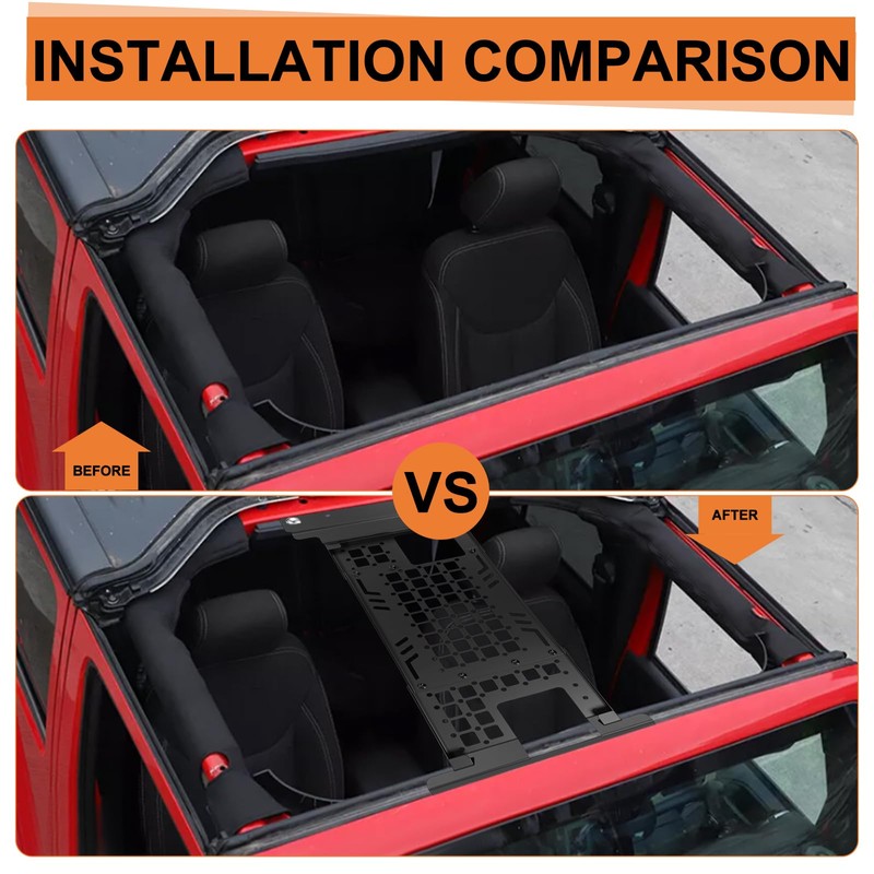 Roof Molle Panel, Compatible with 2007-2018 Jk (Hardtop Models Only),