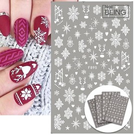 Christmas White Snowflake Nail Sticker F895 / 크리스마스 화이트 눈꽃 네일스티커 F895