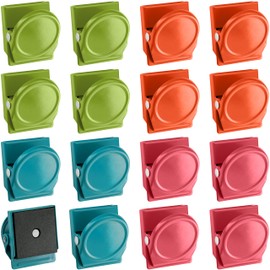Poppstar 16 x magnetic clips (square memo clips with 0.5 kg holding force, L x W x H 3.5 x 3.0 x 2.3 cm), multi-coloured