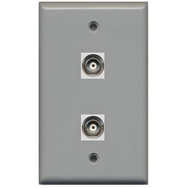 RiteAV - 2 Port BNC Wall Plate - Gray - Bracket Included