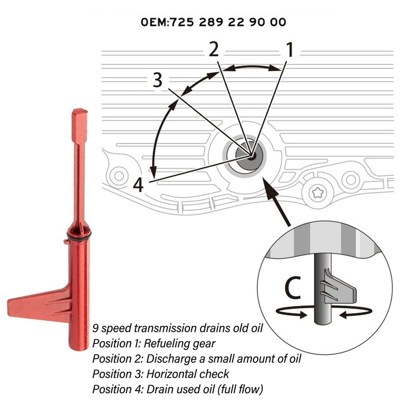 Transmission Oil Filling Tool 725289229000 Replacement for Benz 725.0 9