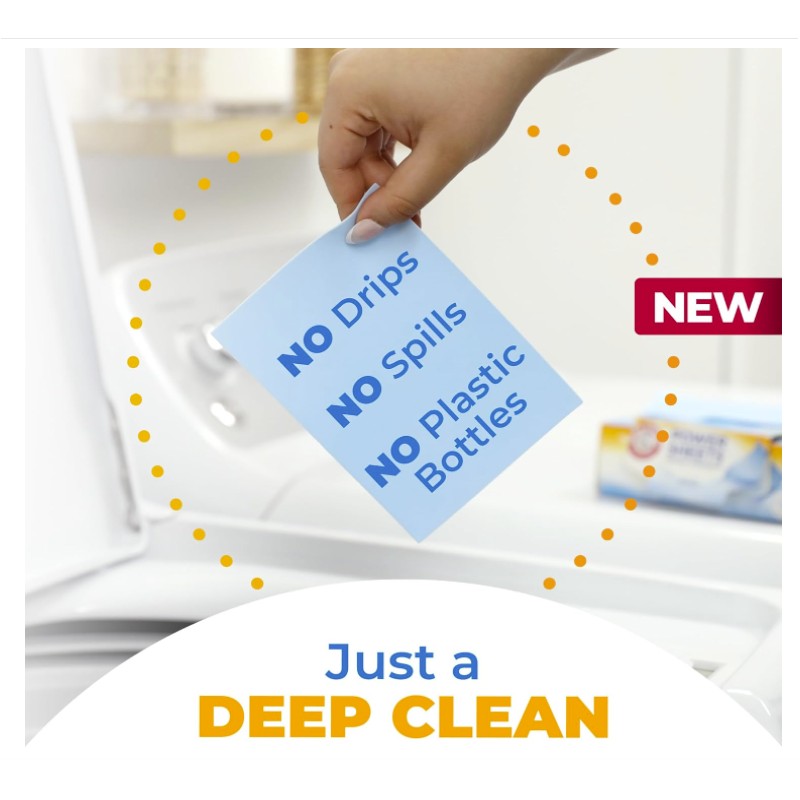 Arm & Hammer Power Sheets Laundry Detergent, Fresh Linen 50Ct,