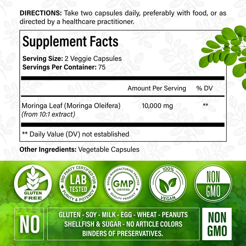 Moringa Capsules| 150 Capsules| Moringa Oleifera | Pure & Natural|