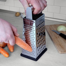 Lurch Square Grater with Crown Grating Surface, Large and Fine Grating Surface, 2-Way Slicer and Non-Slip Base Stainless Steel Silver