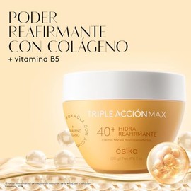 ésika - Crema para la cara Hidra Reafirmante Triple Acción Max 40+ años con ácido hialurónico y colágeno, 200g