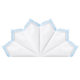 HOULIFE - Pañuelos de encaje para mujer, algodón suave, color blanco, con borde de encaje multicolor, 6/12 unidades, 10 x 10 pulgadas, Azul Claro-6pcs, 10x10"/25x25cm