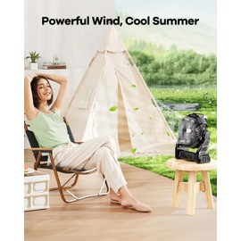30000mAh Rechargeable Camping Fan with LED Lantern,Portable Battery Powered Outdoor Fan for Bedroom,Camping,Travel,Hiking,Beach,Office,Trave Accessories(Black)