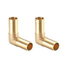 QUARKZMAN 19 mm Dmr 90 Degree Barb Hose Connector Brass x 2 Pieces Elbow Couplings for Hose Connection Gold Tone