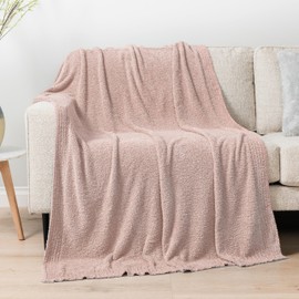 PAVILIA Super Soft Throw Blanket for Couch, Fluffy Cozy Lightweight Taupe Blanket, Large Fuzzy Warm Knit Blanket for Bed Sofa, Tan Taupe, 60x80