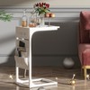 TUTOTAK C Shaped End Table with Charging Station, Side Table