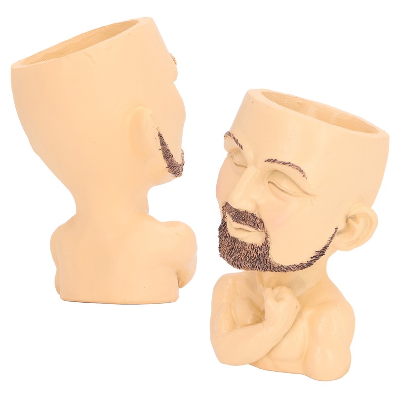 Face Planter Pot with Drainage Hole Man Face Flower Pot