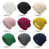 Women Knitted Beanie Hat Satin Lined Winter Warm Cap (White)