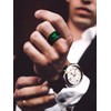 Bandmax Black Stainless Steel Emerald Ring Green Gemstone Ring Cubic