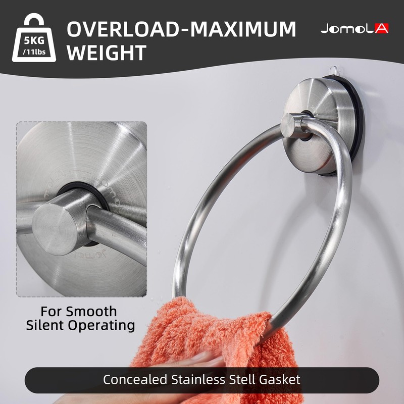JOMOLA Bathroom Towel Ring Suction Cup Towel Holder Stainless Steel