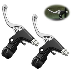 QKTYB 1 Pair Bicycle Brake Levers Universal Full Aluminium Alloy BMX Brake Levers Hand Brakes for MTB/BMX Mountain Road Bike Bicycles Brake Handle 2.2cm Diameter (Black) (Silver)