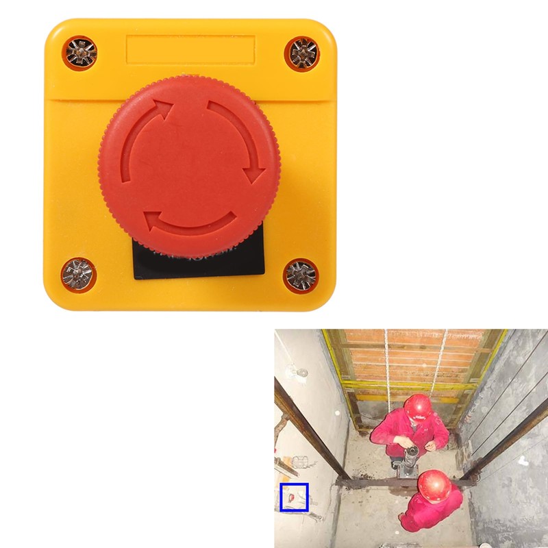 DEWIN Emergency Stop Push Button Switch, Red Sign Emergency Stop