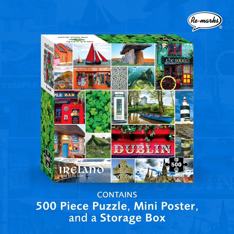 Re-marks Ireland, Country Puzzle, 500-Piece Jigsaw Puzzle for All Ages
