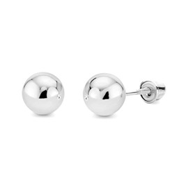 14k REAL White Gold 4mm Ball Stud Earrings with Screw Backs