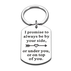 Christmas Valentines Day Gifts for Him Her Boyfriend Girlfriend I Promise to Always be by Your Side Keychain for Husband Wife Funny Gag Gifts for Fiance Fiancee Birthday Gift