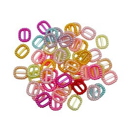 Unbranded Pack Of 50 Assorted Mini Pearl Multicolor Doll Belt Buckles Ribbon Sliders 12mm
