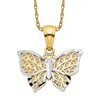 10K Solid Yellow Gold Butterfly Wings Necklace Chain Pendant Charm