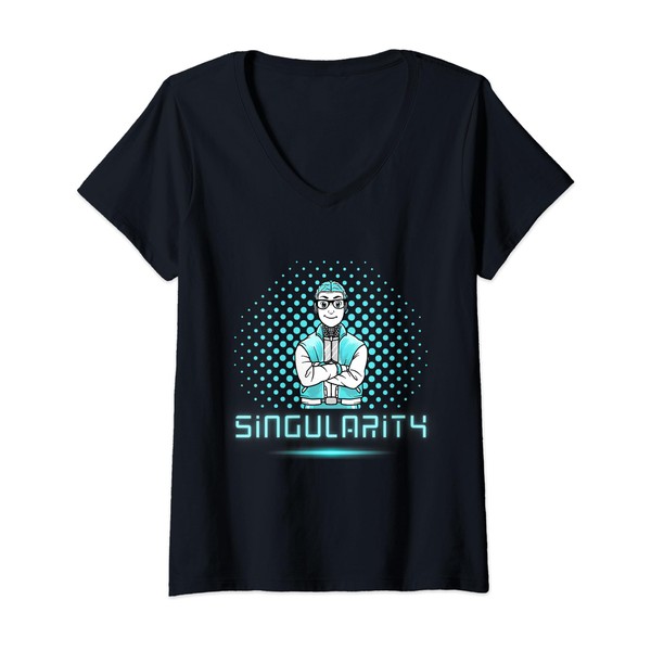 Singularity Super AI Turing Test Humanoid Robot Future V-Neck T-Shirt