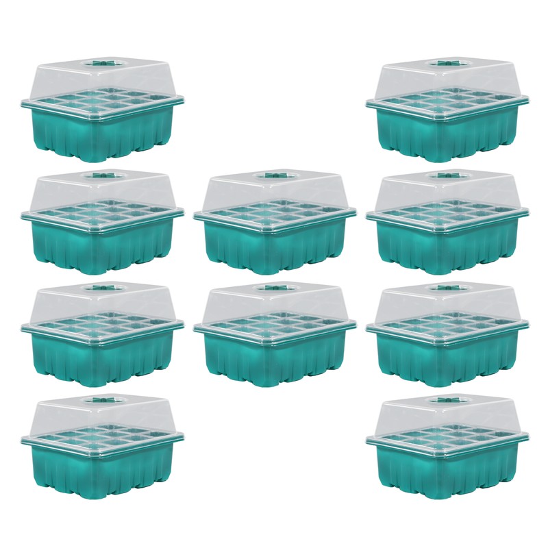 10Pcs Seedling Trays 12 Hole Transparent Adjustable Ventilated Seedling Starter