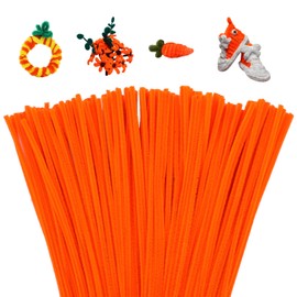 Mnuizu 200pcs Pipe Cleaners,Pipe Cleaners Chenille Stems for Craft, Fuzzy Sticks Christmas Craft Supplies for DIY Art & Creative Crafts Decorations（Fluorescent Orange）