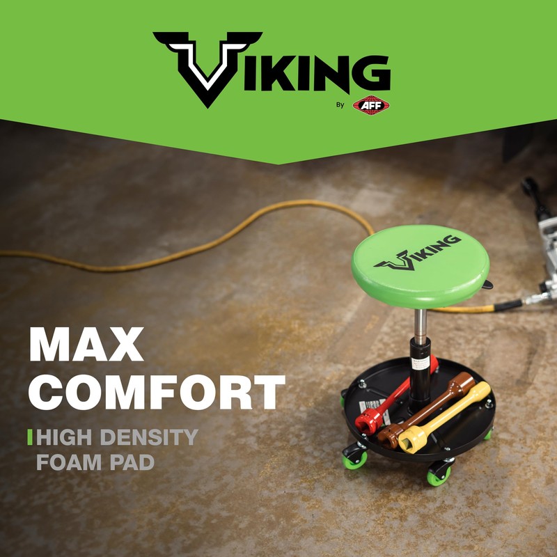 AFF Viking Rolling Shop Stool - Garage Stool on Wheels