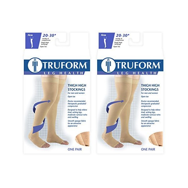 Truform Compression 20-30 mmHg Thigh High Open Toe Dot Top