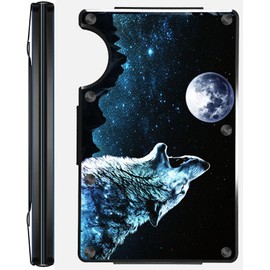 Picture It 3D Carbon Fiber Minimalist Slim Wallet For Men - Front Pocket RFID Blocking Credit Card Holder With Metal Money Clip (Lone Wolf)