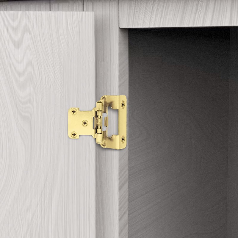 1/2" Overlay Brass Gold Cabinet Hinges, (25 Pairs - 50