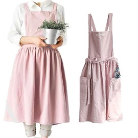 SF-ZXTINP Soft Cotton Kitchen Cooking Apron with Cross Back - for Cooking Catering Work Commercial Restaurant Size Can Be Adjusted, pink