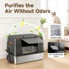 KISENG Stainless Steel Litter Box with Lid, High Sided Enclosed