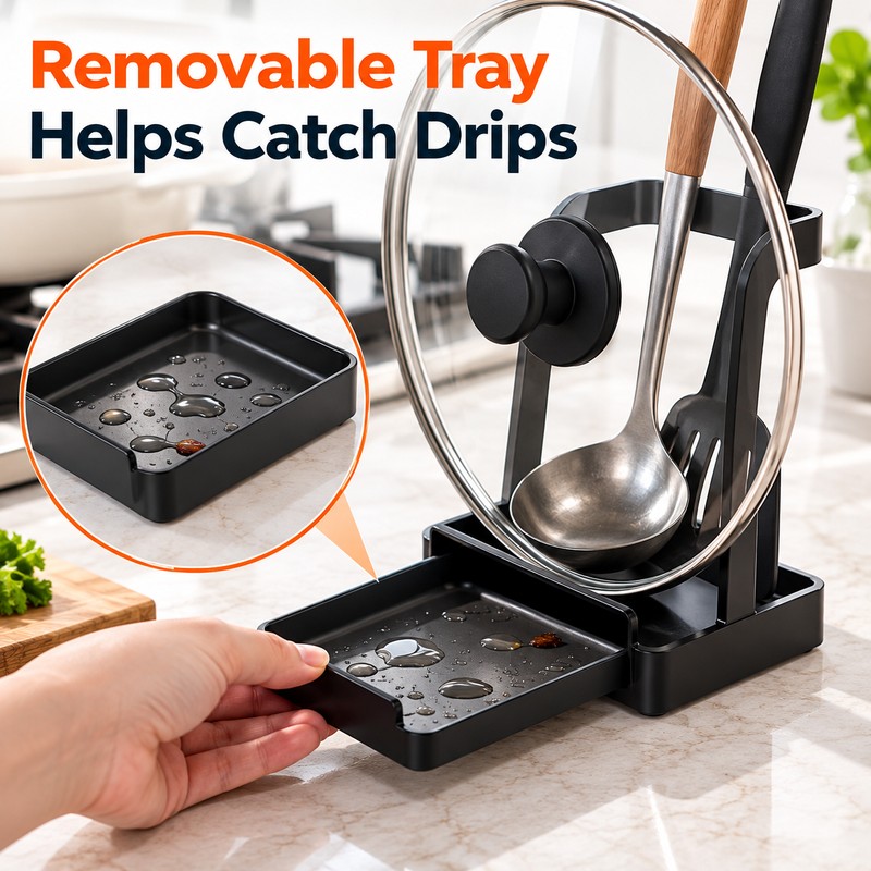 Pot Lid & Spoon Holder for Kitchen – U-Shaped Open-Top