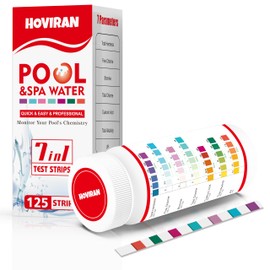Pool and Hot Tub Test Strips, 7 in 1 Swimming Pool Test Strips-Testing pH, Free Chlorine, Bromine, Hardness, Alkalinity, Cyanuric Acid and More, 125 ct Pool and Spa Water Test Kit