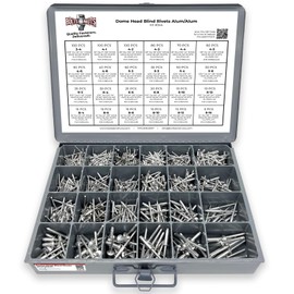 Dome Head Blind Pop Rivets Alum/Alum Mandrel Zinc Clear Assortment - 1001PCS