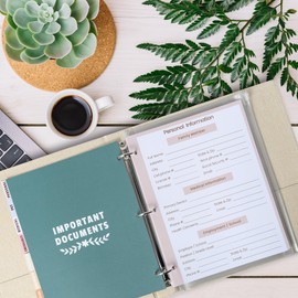 Ampleer Life Book Document Organizer, End of Life Planner 3 Ring Binder for 8.5x11" Important Papers, Aesthetic Linen In Case If I Die File Folder (Beige)