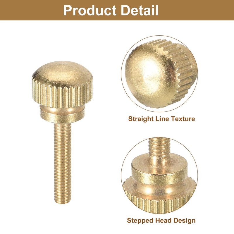 sourcing map M3x16mm Knurled Thumb Screws, 6pcs Brass Knurled Thumb