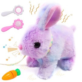 Electric Rabbit Toy Cuddly Toy Rabbit Toy, Easter Bunny Interactive Toy, Realistic Sounds, Wiggling Ears, Twitching Nose, 18 cm Jumping Plush Rabbit for Boys Girls