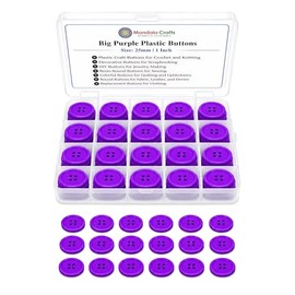 Mandala Crafts - Botones de plástico grandes de 25 mm, 1 pulgada, color morado para costura, 50 botones redondos de resina de repuesto con 4 agujeros