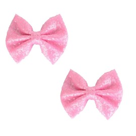 Glitter Bow Hairpin - A sparkling sequin bow tie hair clip, perfect for girls, teens, and women (Pink, Pack of One)