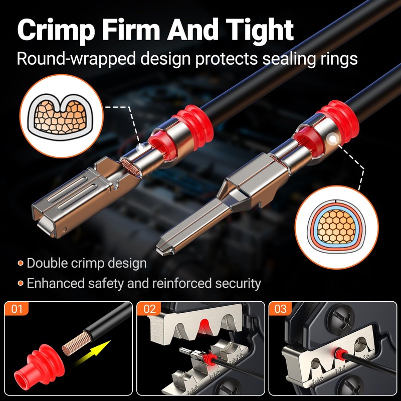 Ratchet Crimping Tool Kit with Crimper,18–14 AWG Wire Crimper, IP67