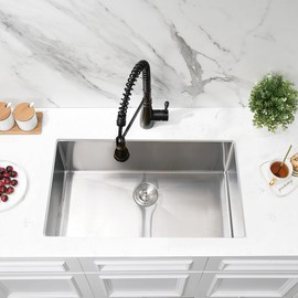 Jshozzy 28 Inch Undermount Kitchen Sink, 28" x 17" 16 Gauge Stainless Steel Single Bowl Deep Kitchen Sink Basin with Drain Strainer