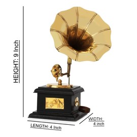 Hashcart Brass Antique Gramophone Dummy - Vintage Gramofono for Office Desk Decor, Home Décor - Shelf Living Room | Home Accents Wedding Gifts