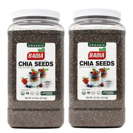 Badia Organic Chia Seeds, 5.5 Pounds (Pack of 2) – Superfood Rich in Omega-3, Fiber & Protein for Smoothies, & Baking, Gluten Free, Kosher
