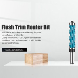 Flush Trim Spiral Router Bit, Double Bearing Carbide Router Bit with Convenient Storage, for Woodworking