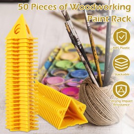 50Pcs Pyramid Stands Painting Stands, Mini Cone Paint Stands for Canvas and Door Risers Support, Paint Pouring Suppliers, Triangle Paint Pads Feet, Cabinet Paint for Painter Elevated, Canvas Stand (Yellow)