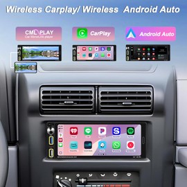 6.9" Single DIN Car Stereo Radio with Wireless Apple CarPlay, Car Bluetooth 5.2, Android Auto,IPS 1280 * 480 HD Screen,FM Radio,Backup Camera,USB Type-C Fast Charging,180W Audio Subwoofer,Navigation