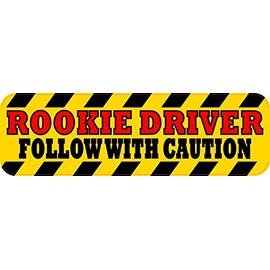 StickerTalk Rookie Driver Vinyl Sticker, 10 inches by 3 inches